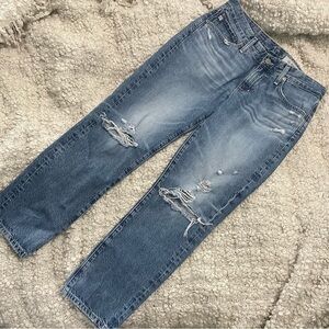 AG The Ex-Boyfriend Slim Distressed Blue Cotton Jeans 27